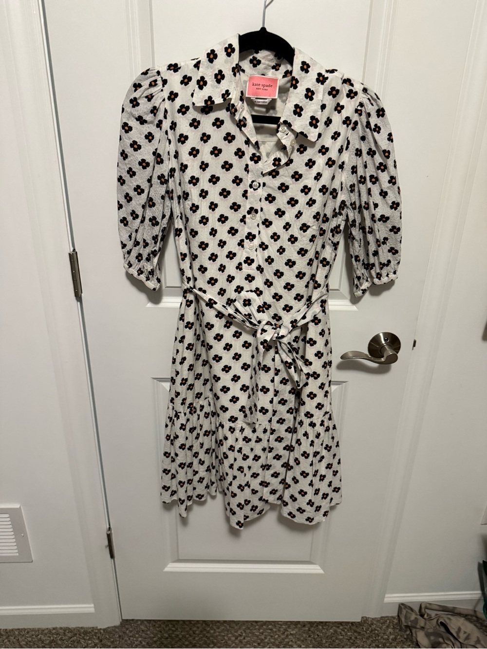 kate spade White Dress with Black and Brown Floral Print
